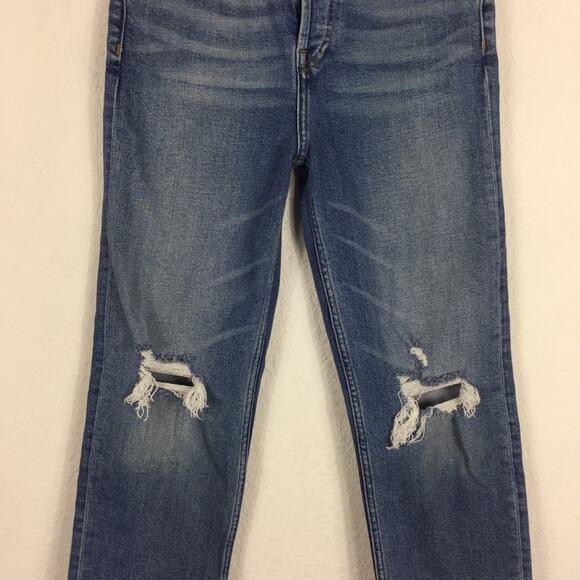 NWOT Re/Done Straight Leg Jean Size 25 Ultra High Rise 70s Stove Pipe Distressed - Picture 9 of 16